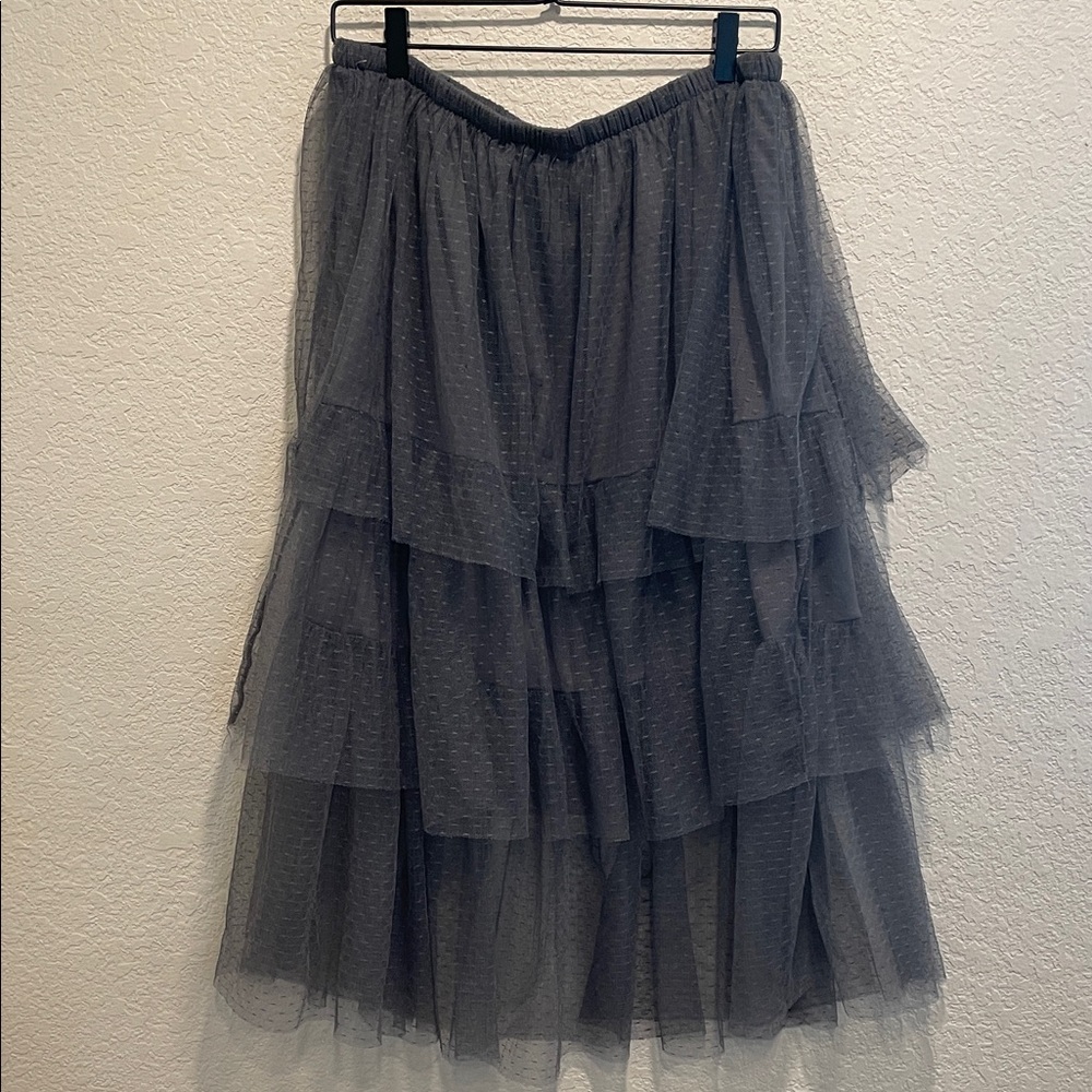 Wild Fable Womens XXL Gray Tulle Tiered Ruffle Ballet Midi Tutu Skirt - Picture 5 of 6